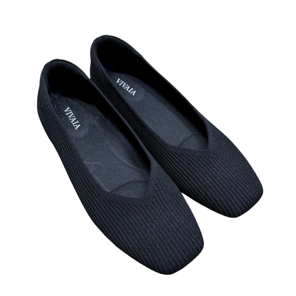 VIVAIA Navy Knit Square-Toe Flats